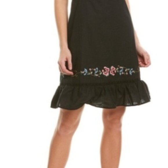 Stellah Embroidered Placement & Lace Black Dress Size Large - Picture 8 of 16